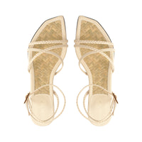 SANDALES DOUCES À TRESSES EN CUIR DE VÊTEMENT + PALME