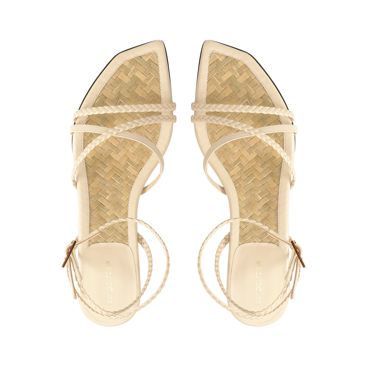 SANDALES DOUCES À TRESSES EN CUIR DE VÊTEMENT + PALME