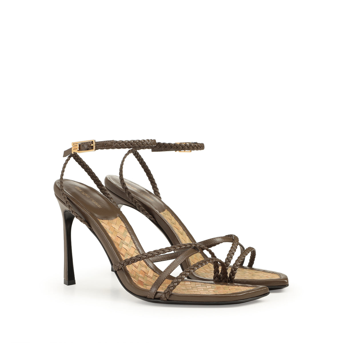 SANDALES DOUCES À TRESSES EN CUIR DE VÊTEMENT + PALME