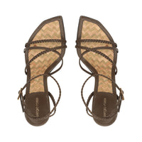 SANDALES DOUCES À TRESSES EN CUIR DE VÊTEMENT + PALME