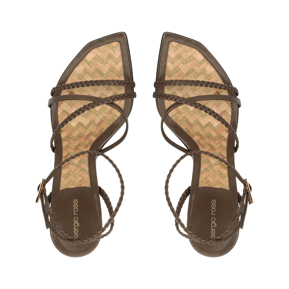 SANDALES DOUCES À TRESSES EN CUIR DE VÊTEMENT + PALME