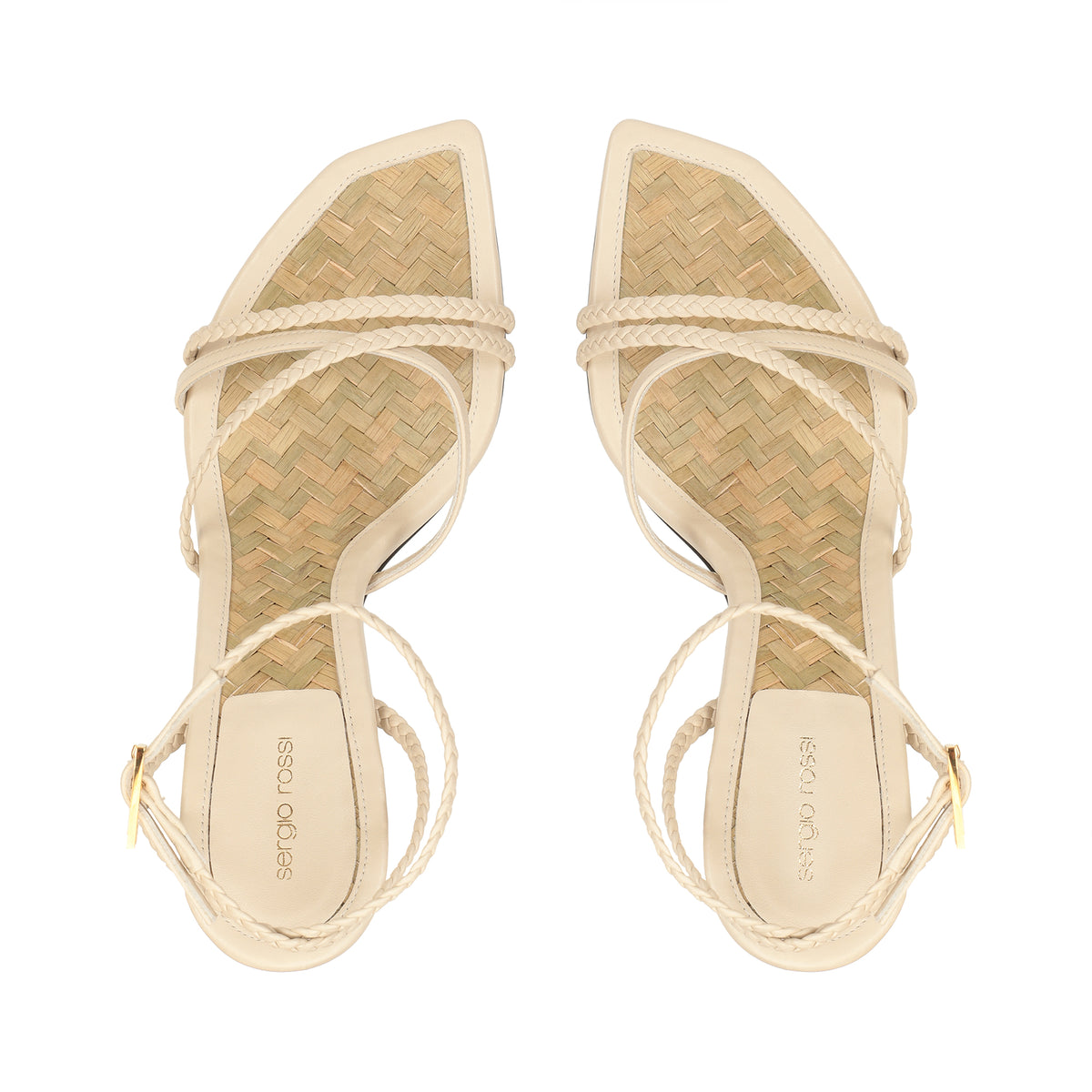 SANDALES DOUCES À TRESSES EN CUIR DE VÊTEMENT + PALME