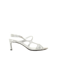 SANDALES SERPENTINES EN DAIM MÉTALLIQUE +STRASS