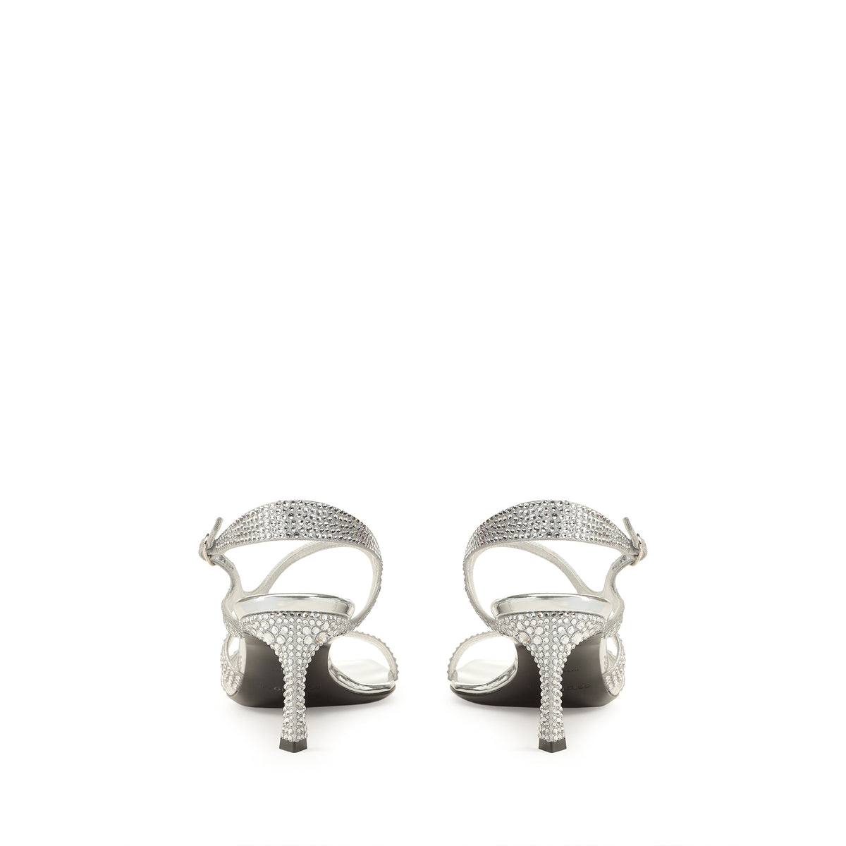 SANDALES SERPENTINES EN DAIM MÉTALLIQUE +STRASS