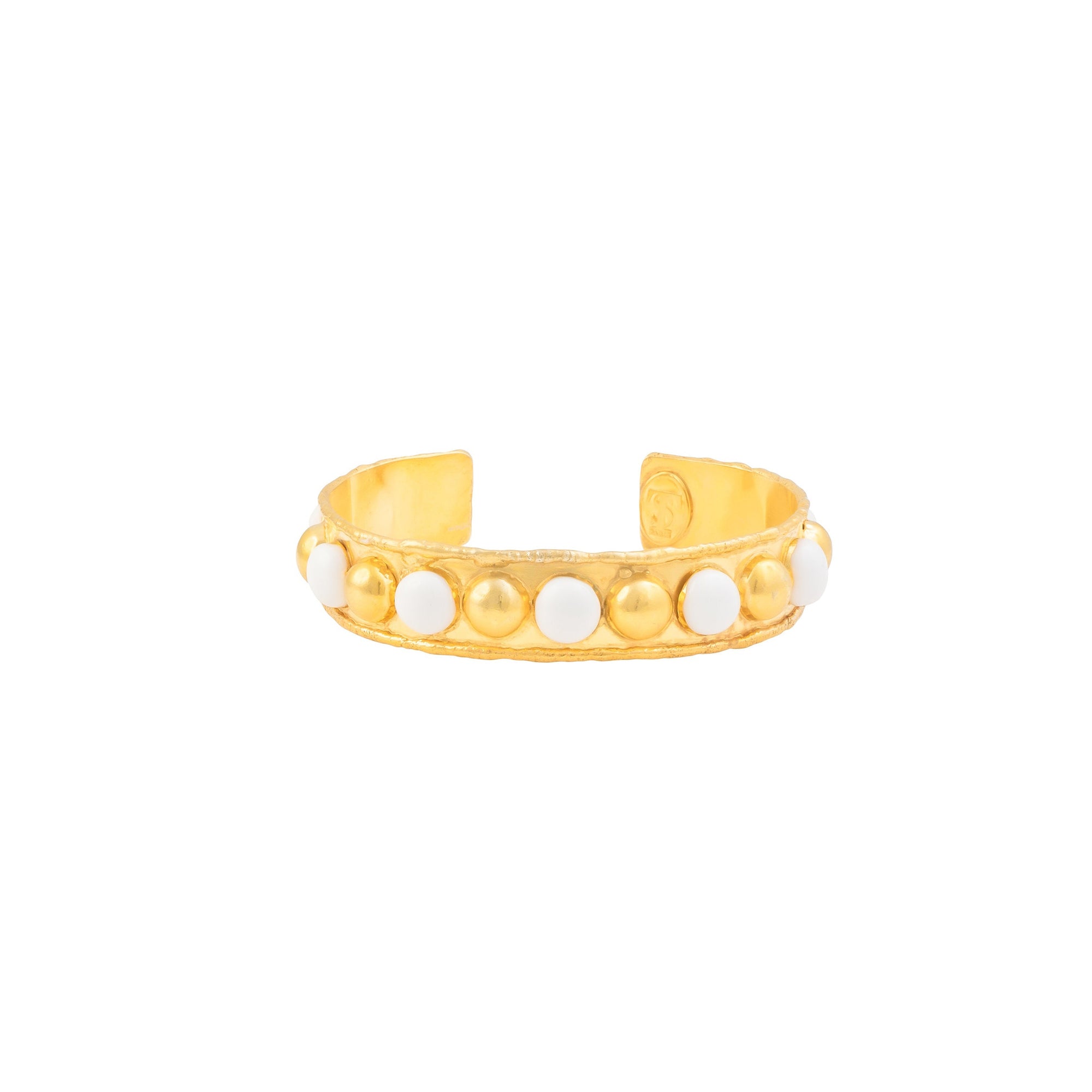 Bracelet Tribal gilded with fine gold and enamel - White