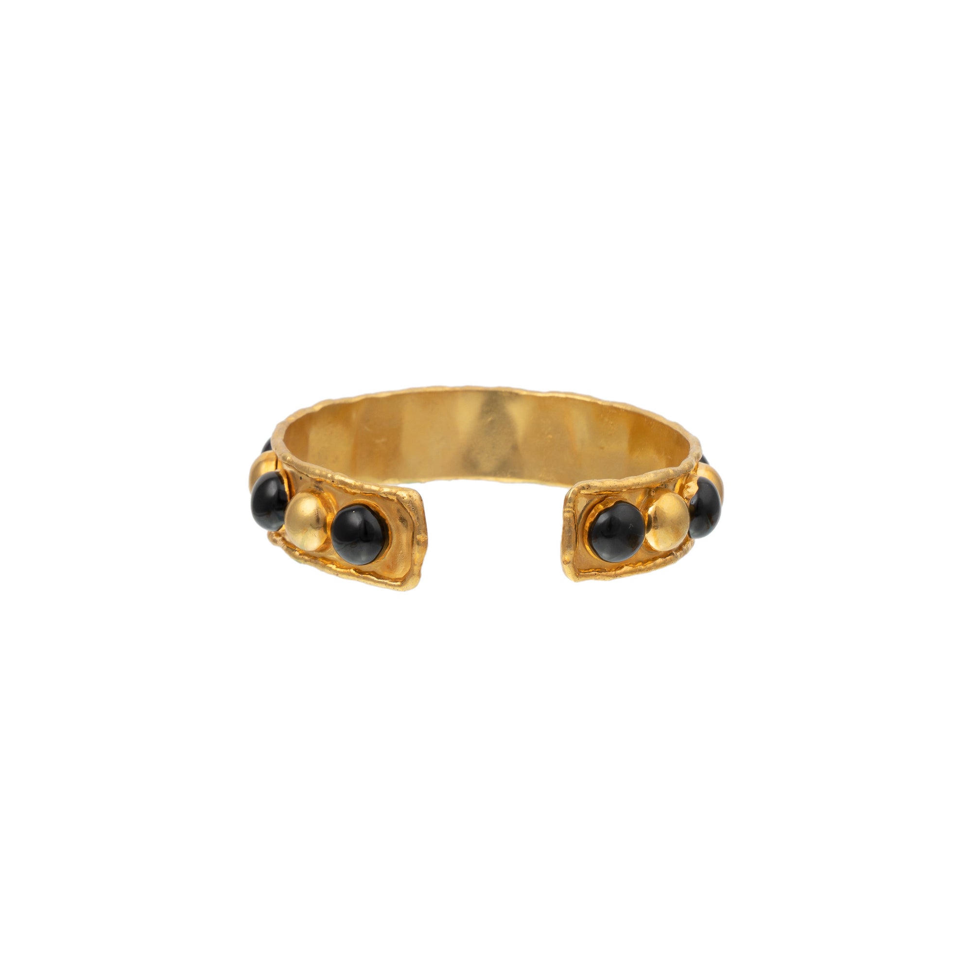 Bracelet Tribal doré à l'or fin et émail - Noir
