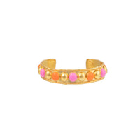 Bracelet Tribal doré à l'or fin et émail - Rose & Orange