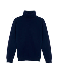 Pull col roulé Coudières en cachemire - Marine & Minuit