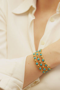 Bracelet Thalita doré à l'or fin et multipierres - Rose & Blanc