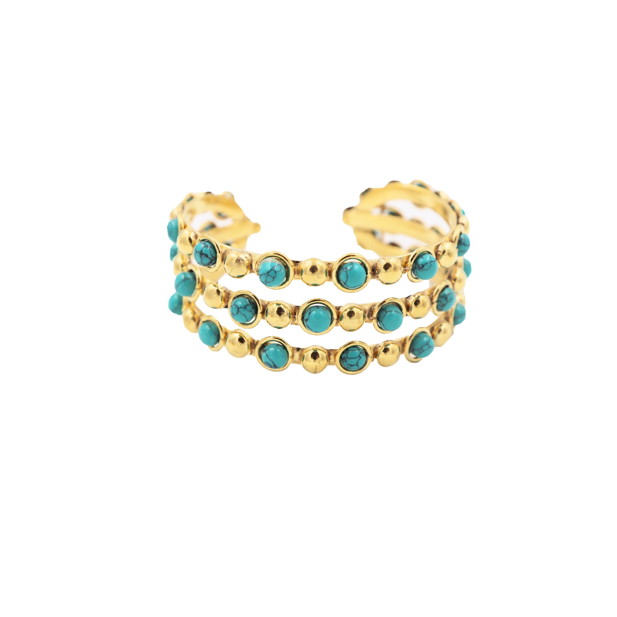 Bracelet Thalita doré à l'or fin et Turquoise - Vert