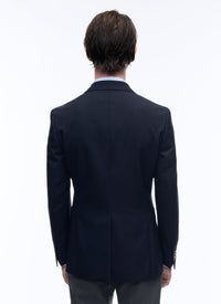 Veste de costume ajustée et boutonnée en laine - Marine