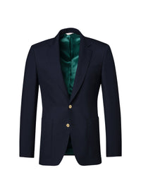 Veste de costume ajustée et boutonnée en laine - Marine