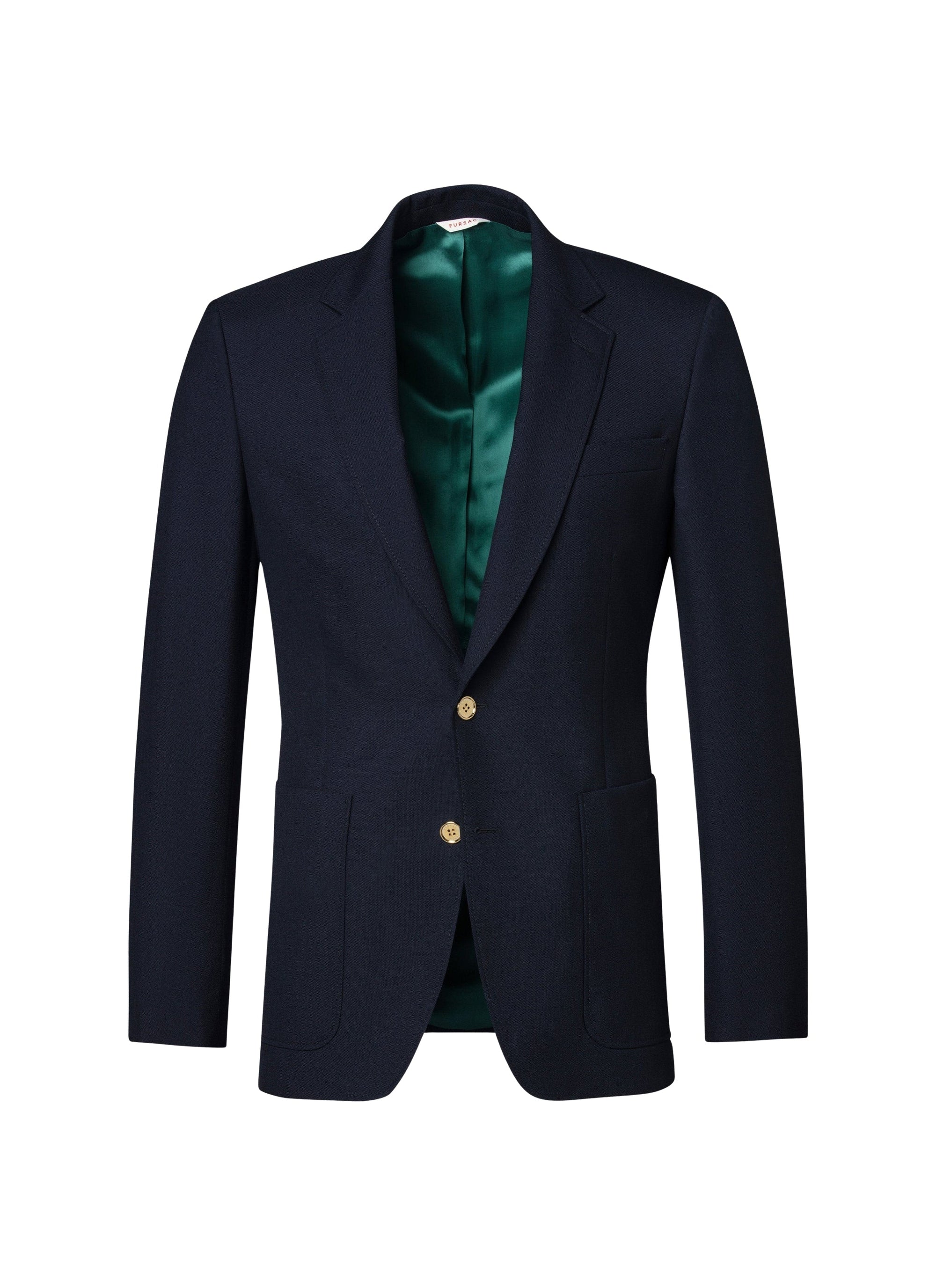 Veste de costume ajustée et boutonnée en laine - Marine