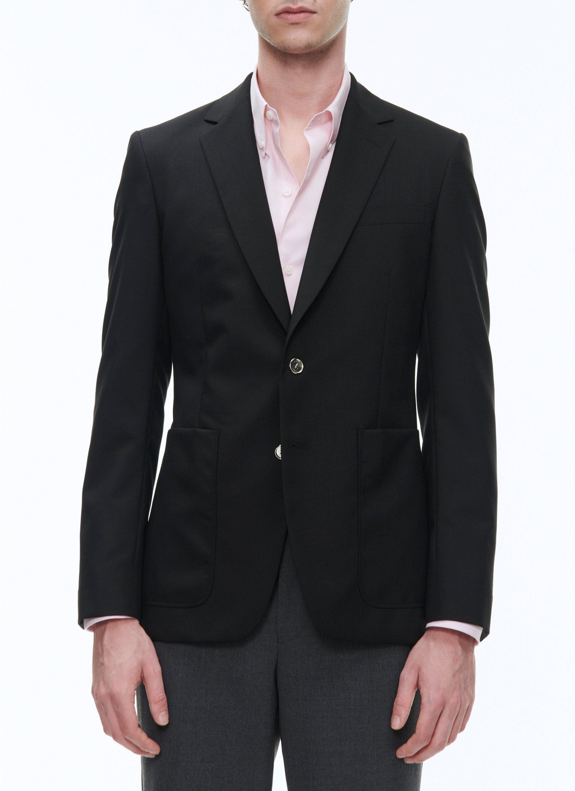 Veste de costume boutonnée en laine - Noir