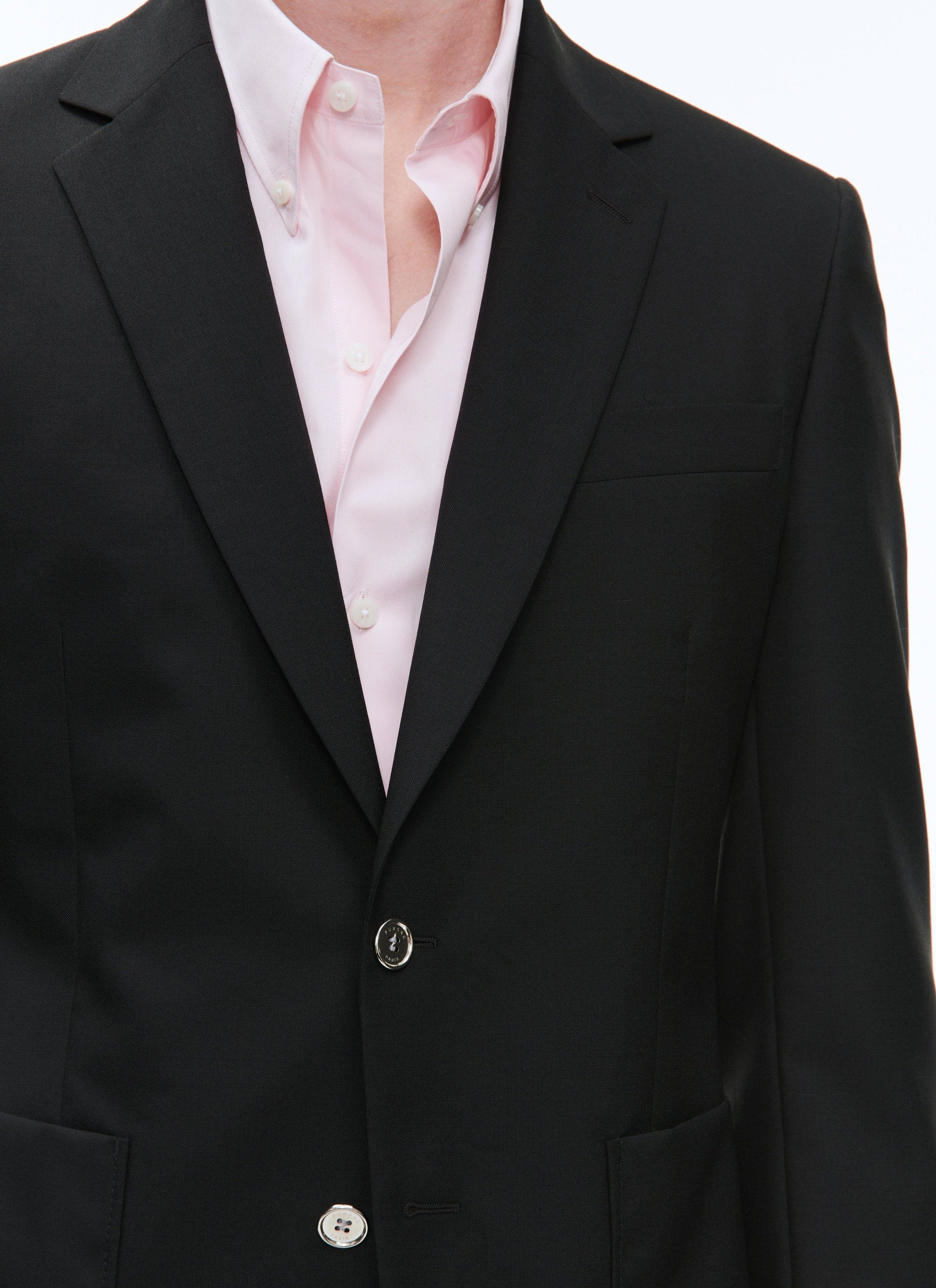 Veste de costume boutonnée en laine - Noir