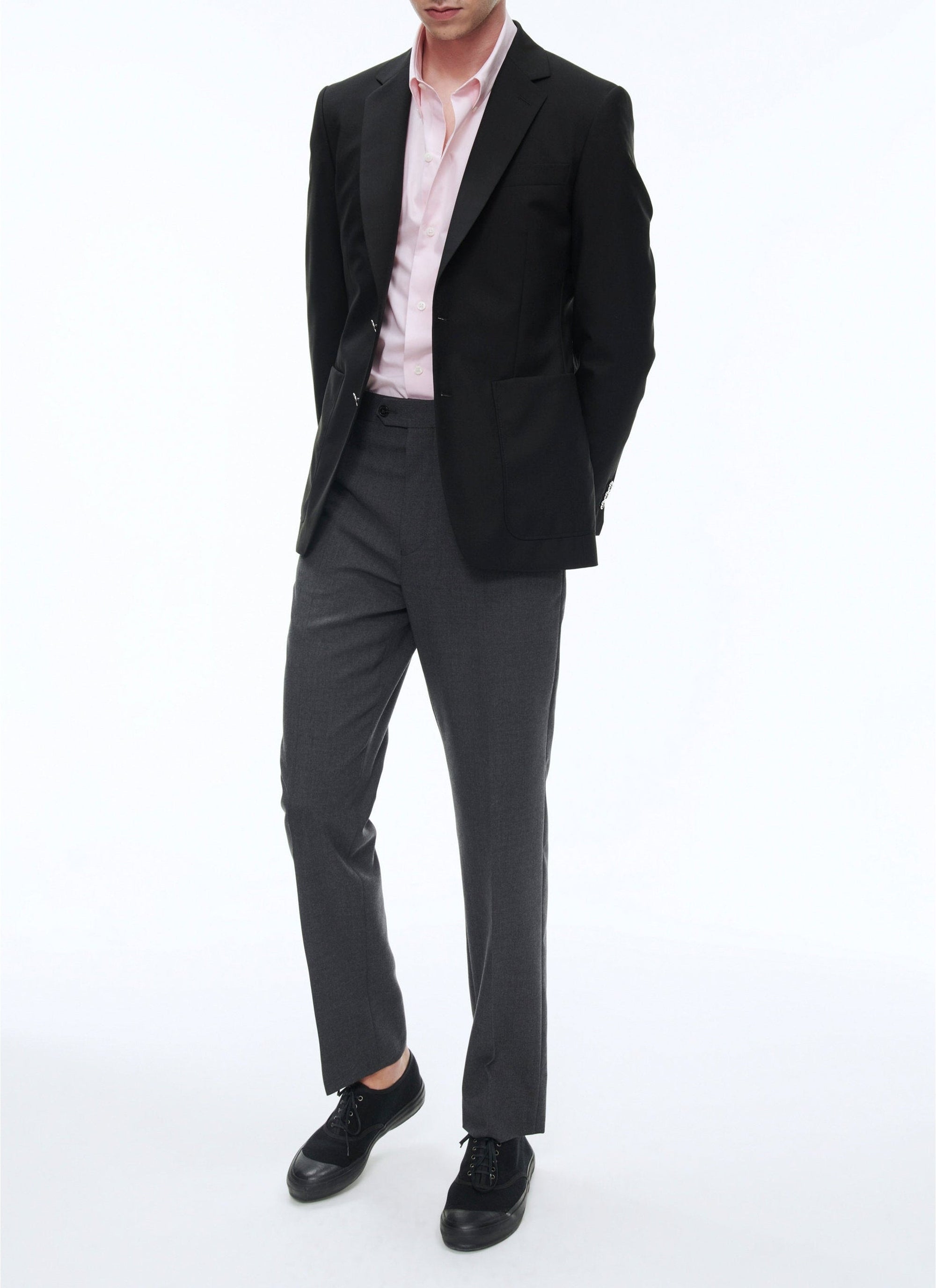 Veste de costume boutonnée en laine - Noir