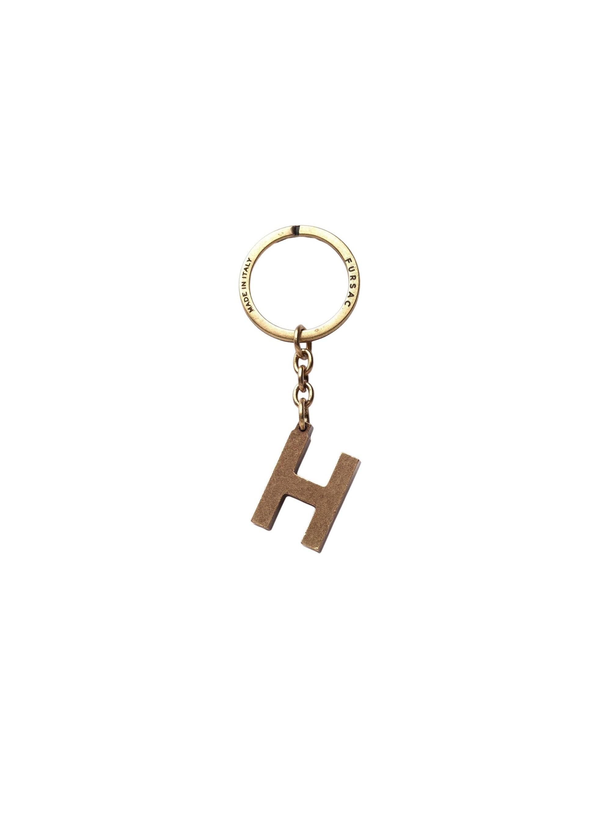 Keyring letter H in brass - Gilded brass