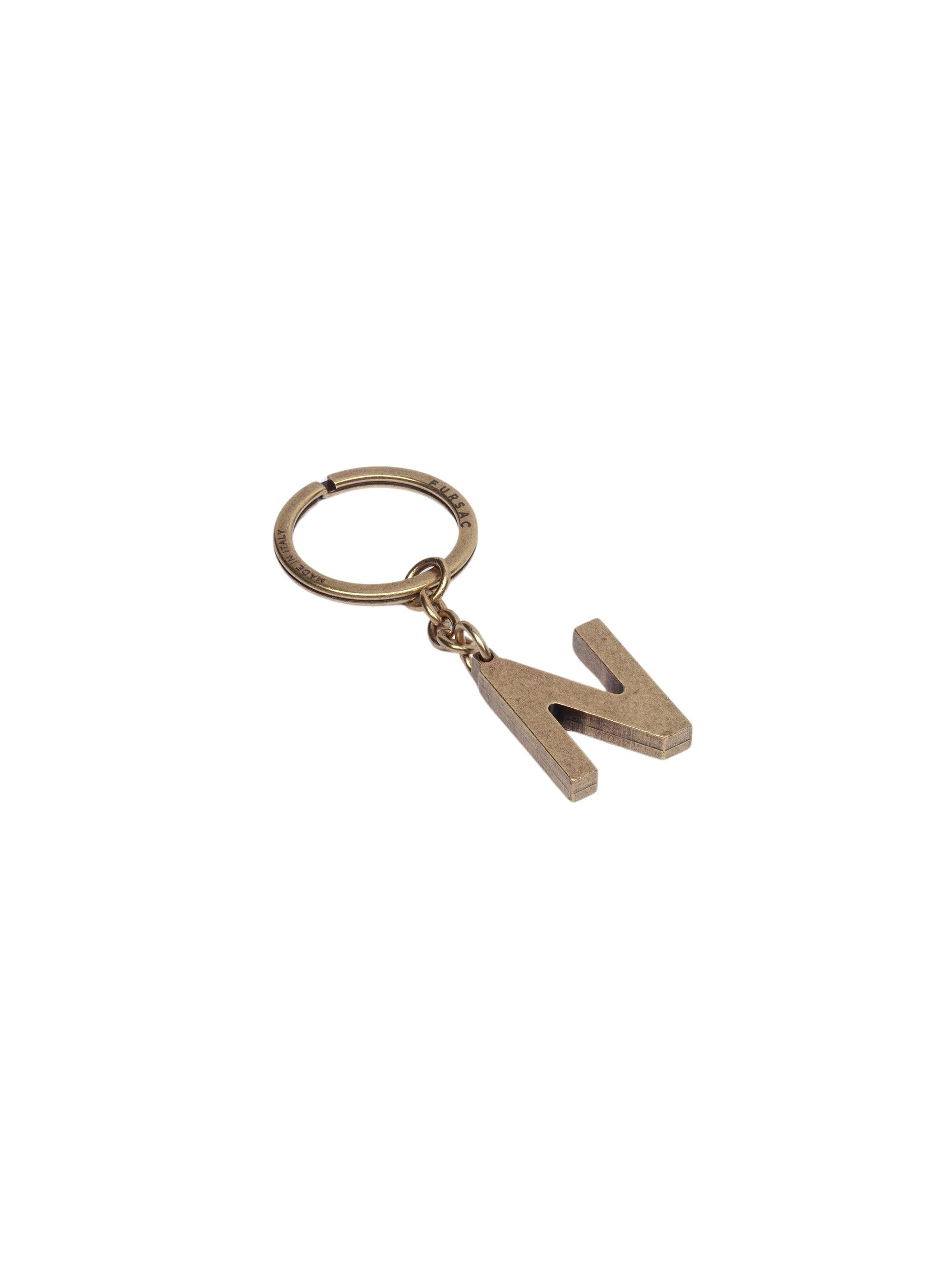 Keyring letter N in brass - Gilded brass