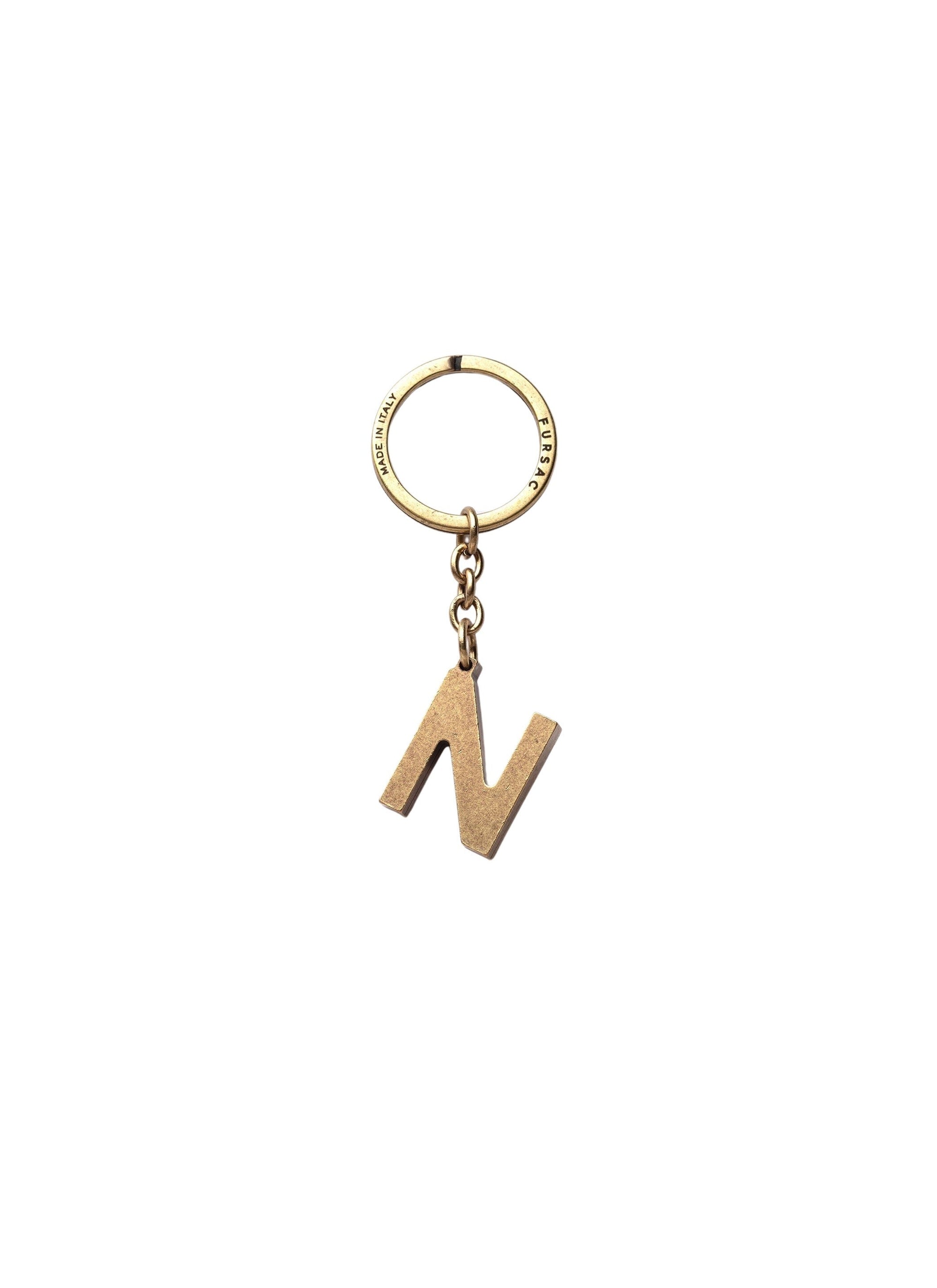 Keyring letter N in brass - Gilded brass