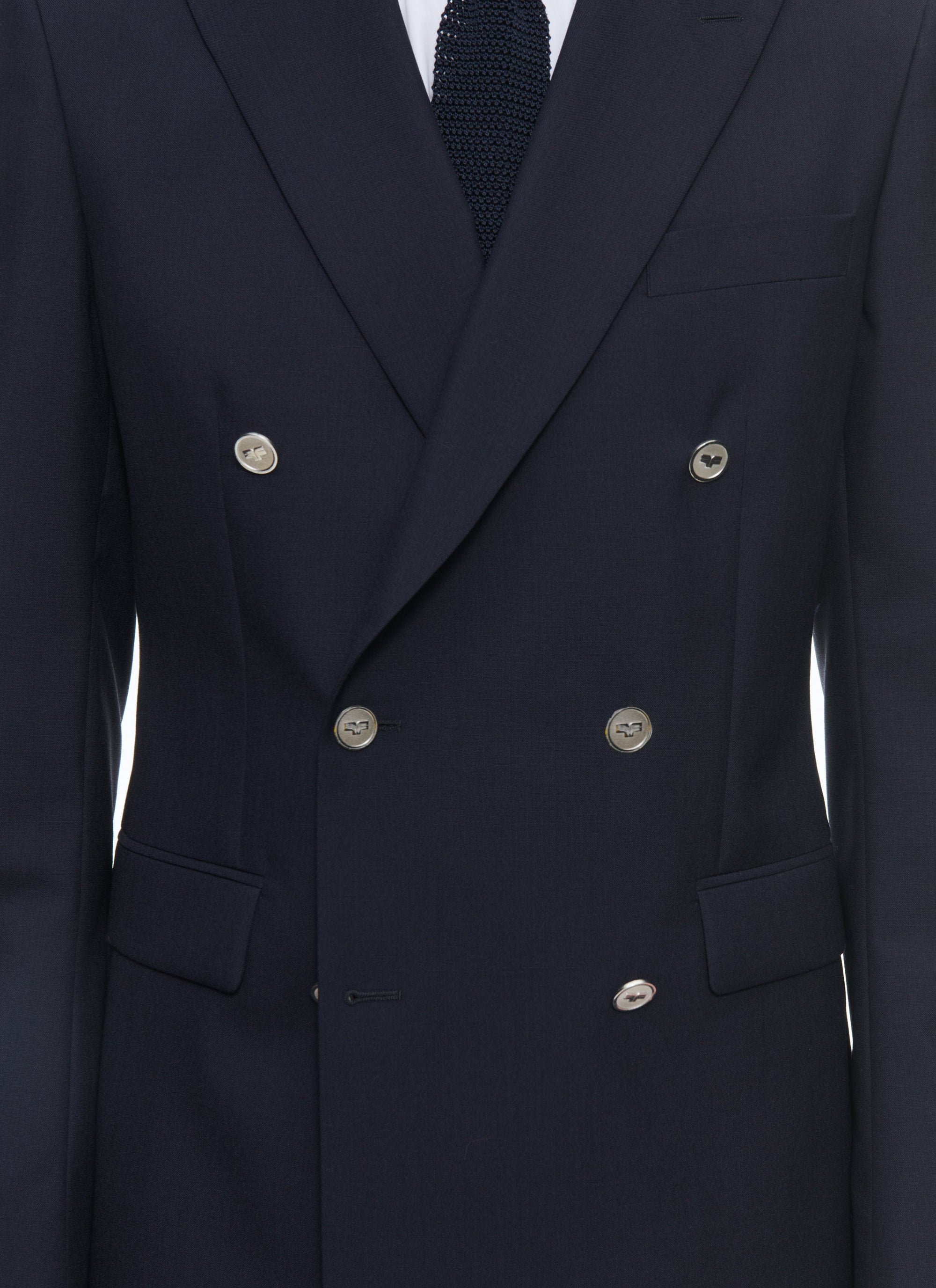 Veste de costume croisée et boutonné en laine - Marine