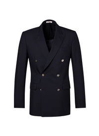 Veste de costume croisée et boutonné en laine - Marine