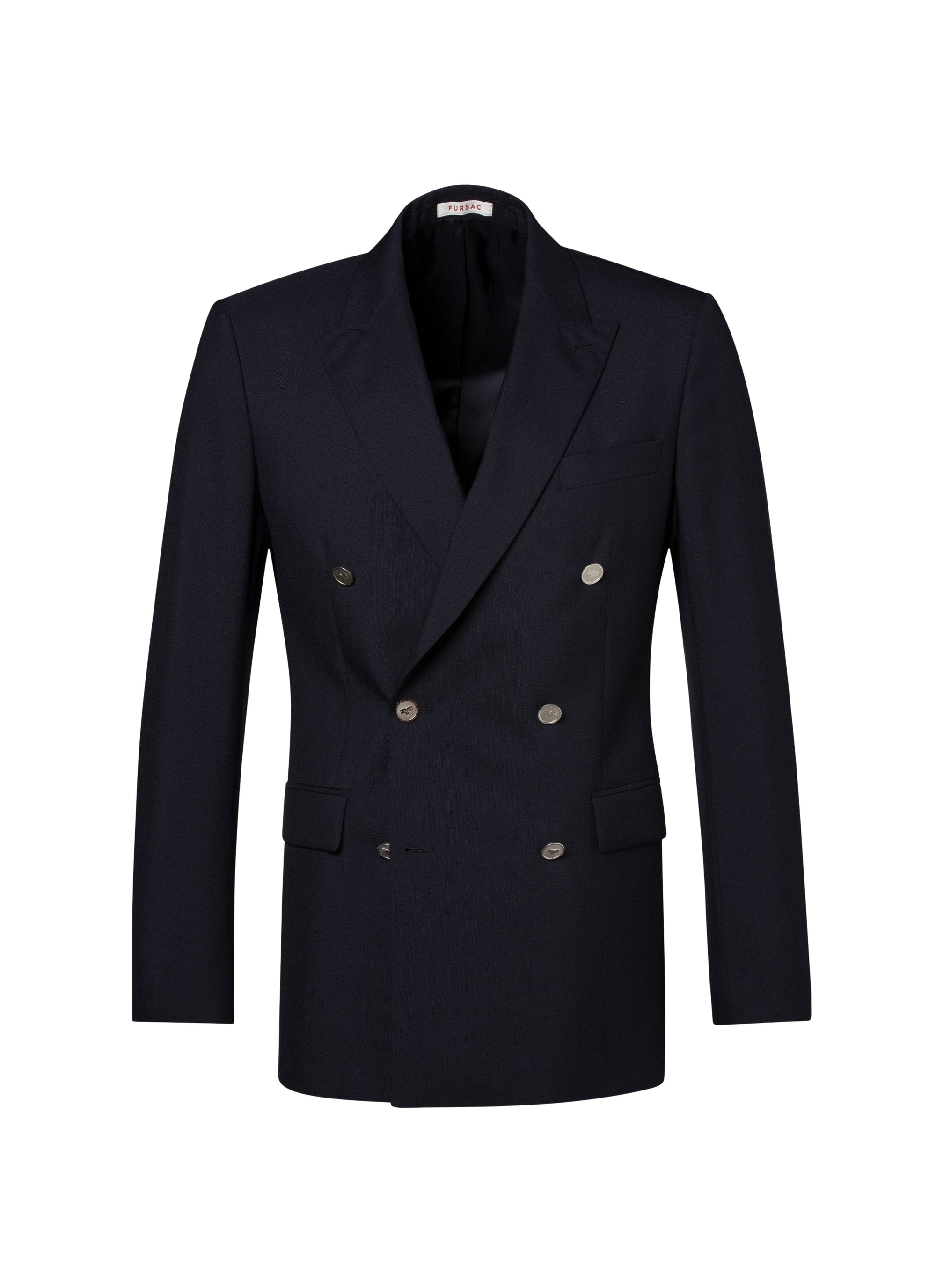 Veste de costume croisée et boutonné en laine - Marine