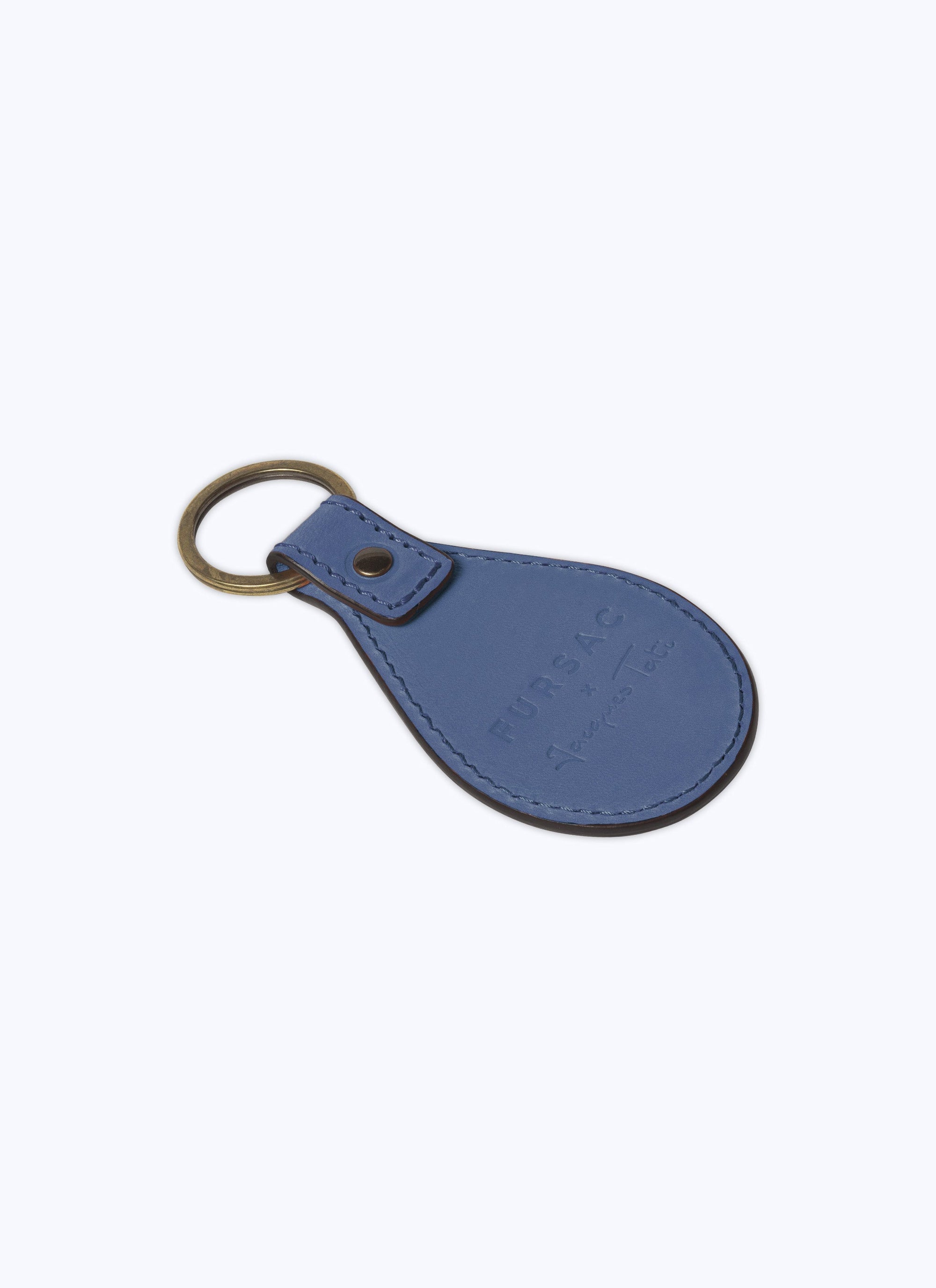 Leather keyring with pipe design - Blue