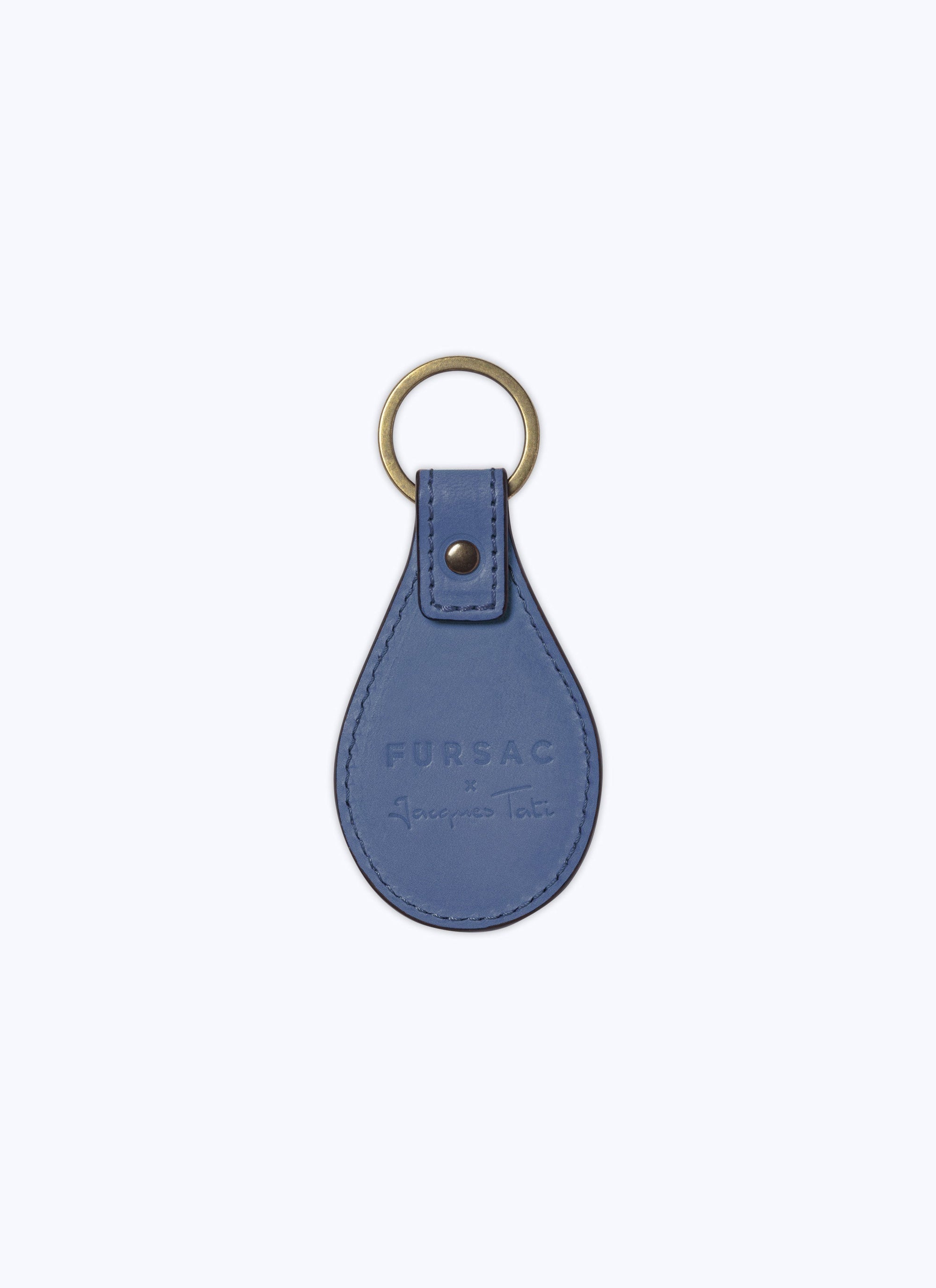Leather keyring with pipe design - Blue