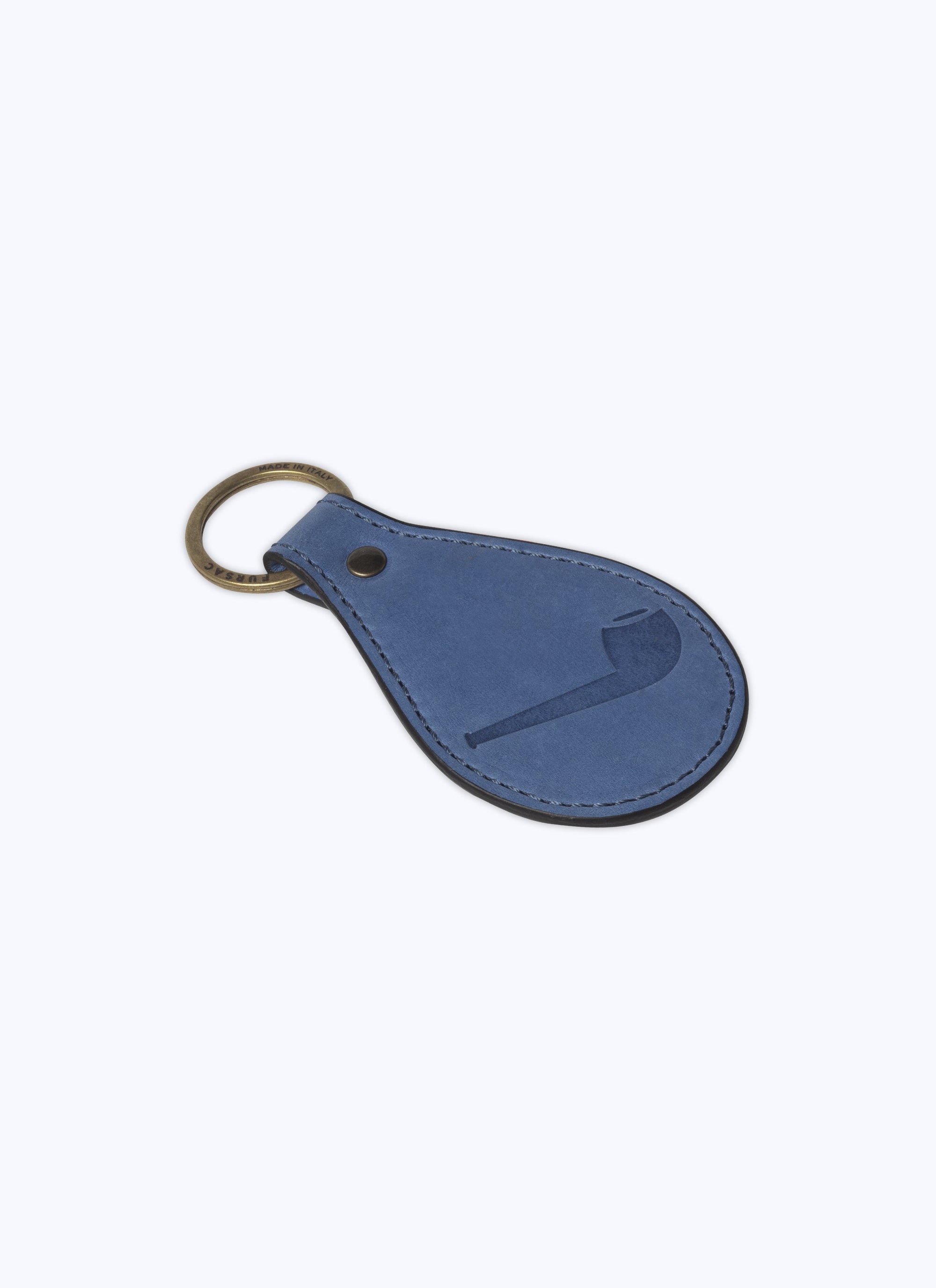 Leather keyring with pipe design - Blue