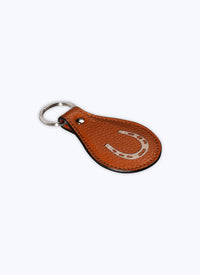 Porte-clés en cuir avec motif fer à cheval - Marron