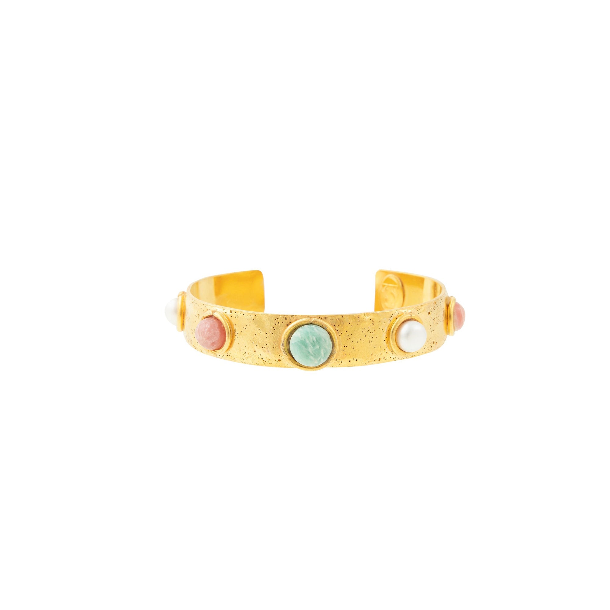 Bracelet HappyMoon doré à l'or fin et multipierres - Rose & Blanc & Vert