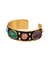 Bracelet Byzantin doré à l'or fin et multipierres - Noir