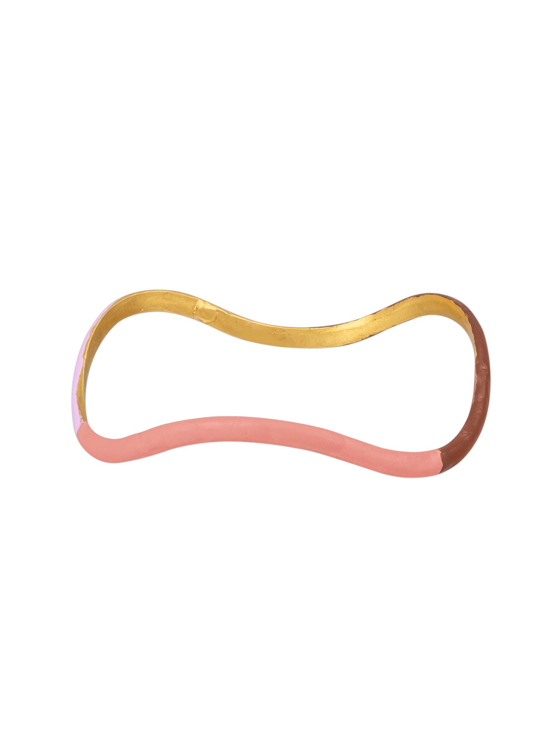 Bracelet Flow doré à l'or fin et émail - Nude & Lilas & Marron