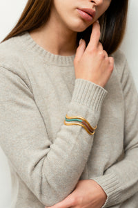 Bracelet Flow doré à l'or fin et émail - Vert & Bleu & Marron
