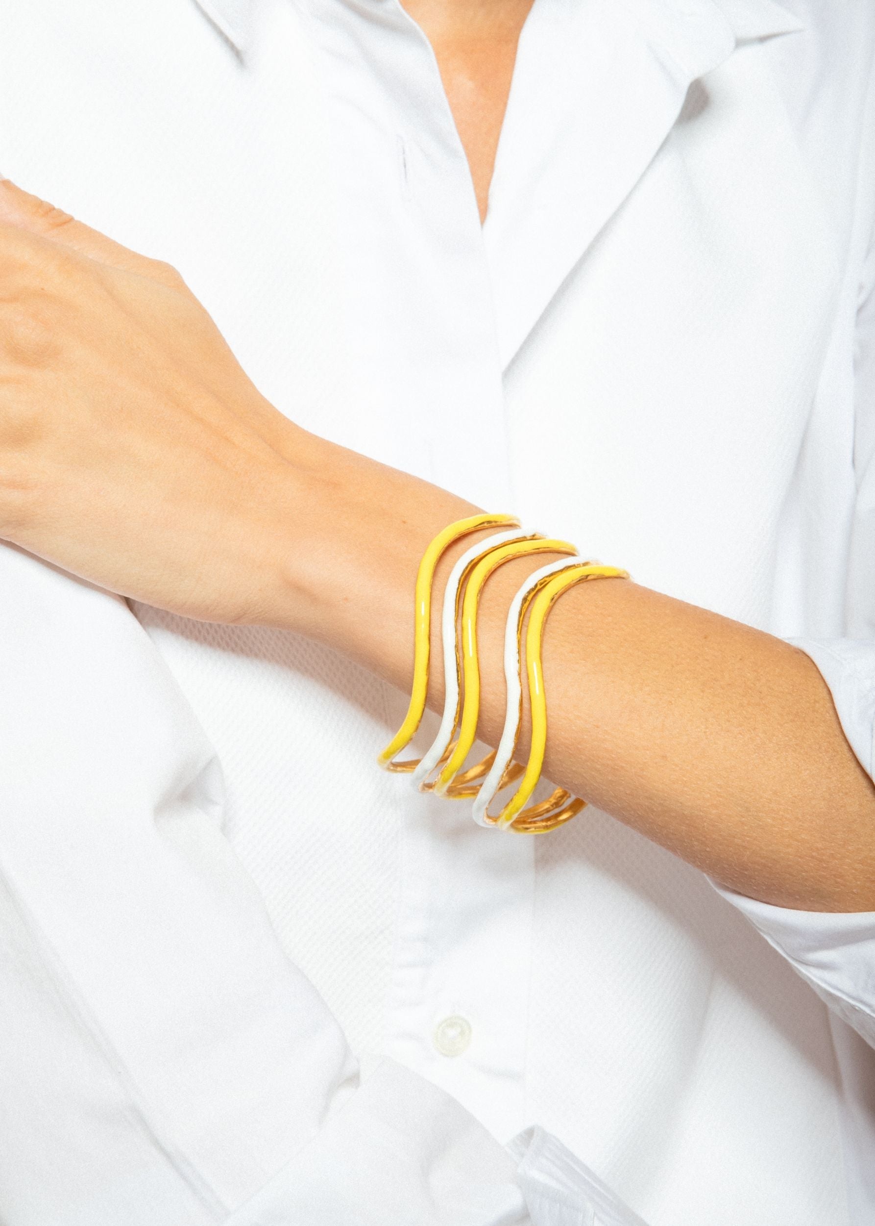 Bracelet Flow doré à l'or fin et émail - Vert