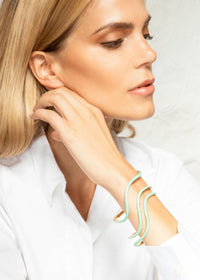 Bracelet Flow doré à l'or fin et émail - Turquoise