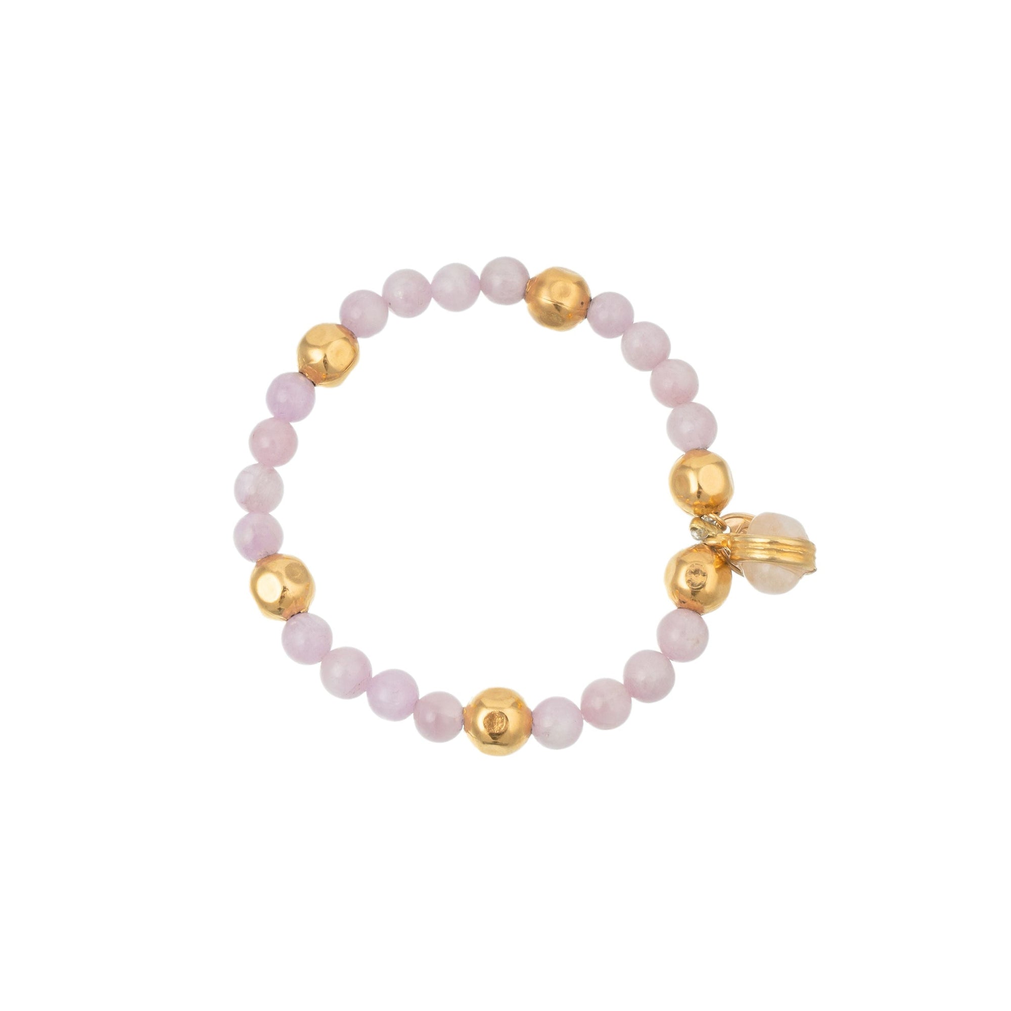 Bracelet Mantra gilded in fine gold and Opal - Pink