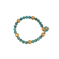 Bracelet Mantra doré à l'or fin et multipierres - Vert