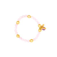 Bracelet Mantra gilded in fine gold and Kunzite - Pink