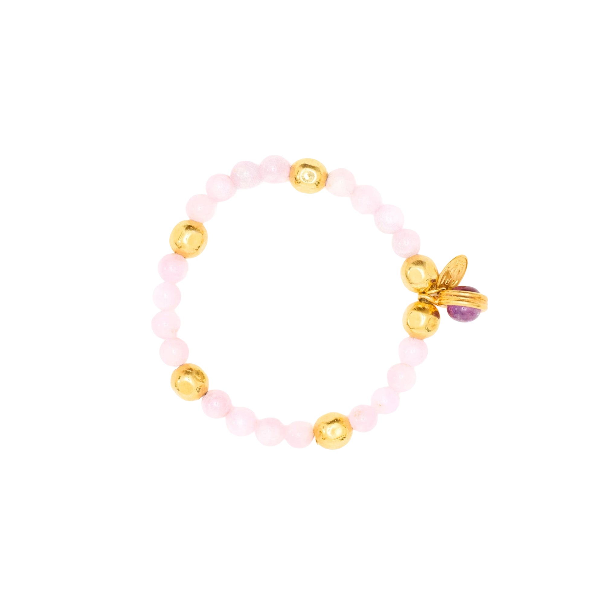 Bracelet Mantra gilded in fine gold and Kunzite - Pink