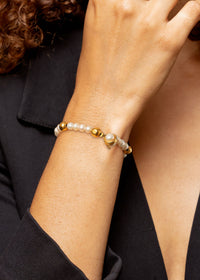 Bracelet Mantra gilded in fine gold and Opal - Pink