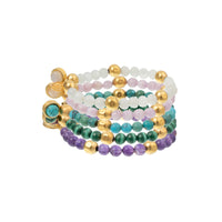 Bracelet Mantra doré à l'or fin et multipierres - Vert