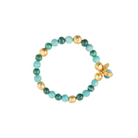 Bracelet Mantra doré à l'or fin et multipierres - Vert
