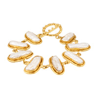 Bracelet Grace doré à l'or fin et perles - Blanc