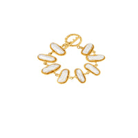 Bracelet Grace doré à l'or fin et perles - Blanc