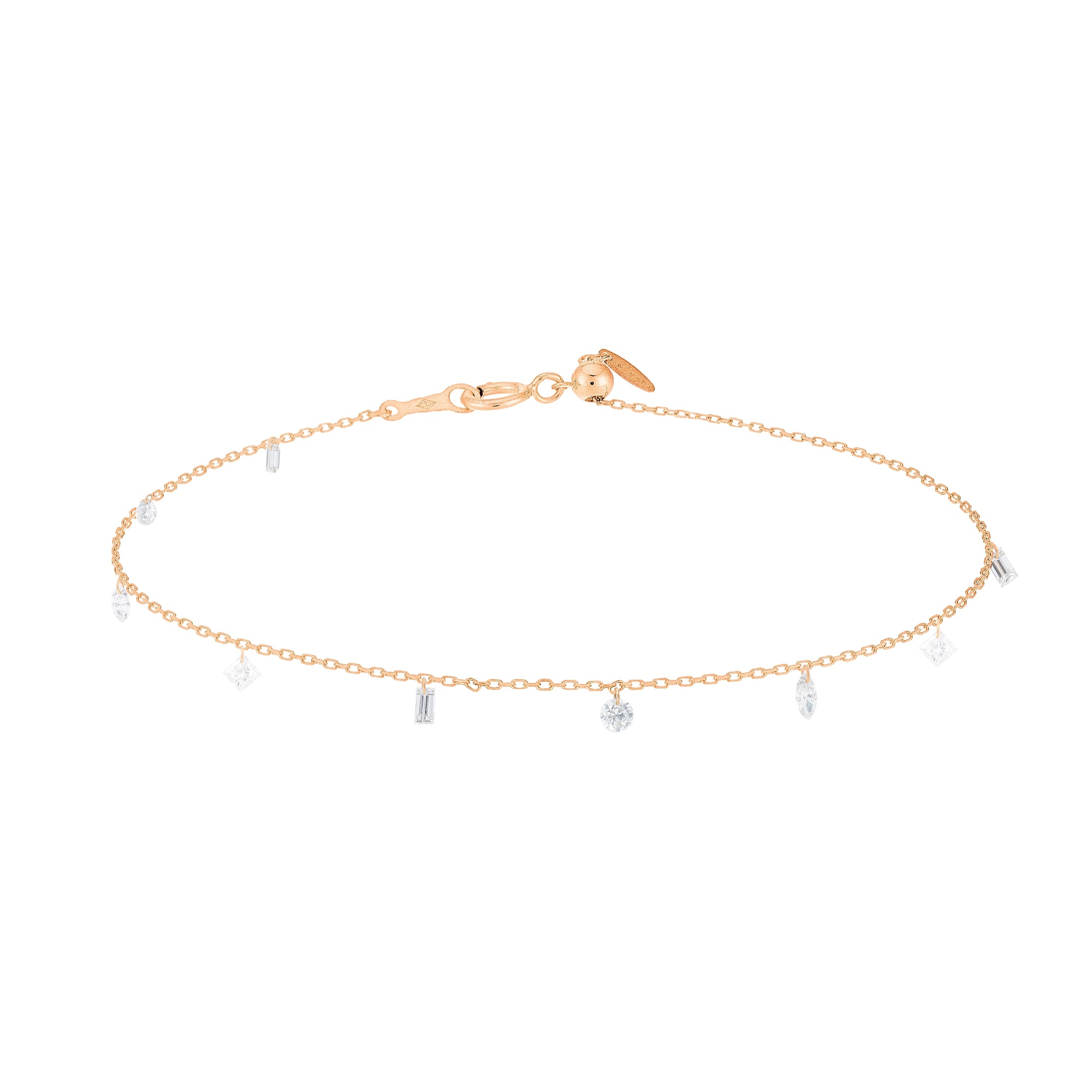 2qty NEW / Bracelet Danaé 9 diamants-Rose