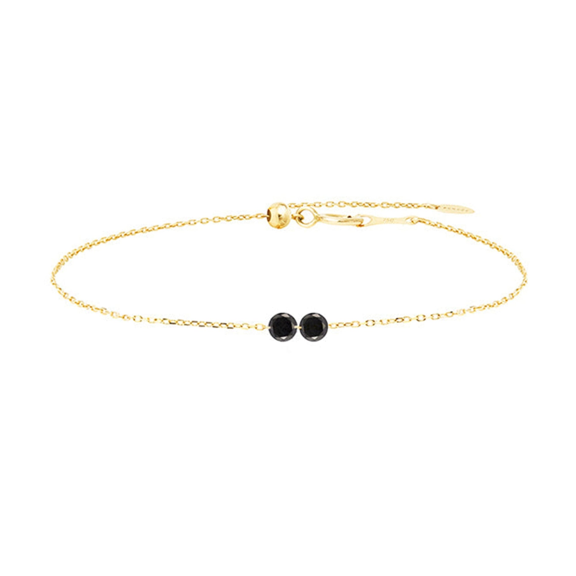 1qty RELIQUAT 350€/ QTY IN : 1-QTY OUT : 1- ST : 100% // Bracelet enfant 2 diamants noir -Jaune