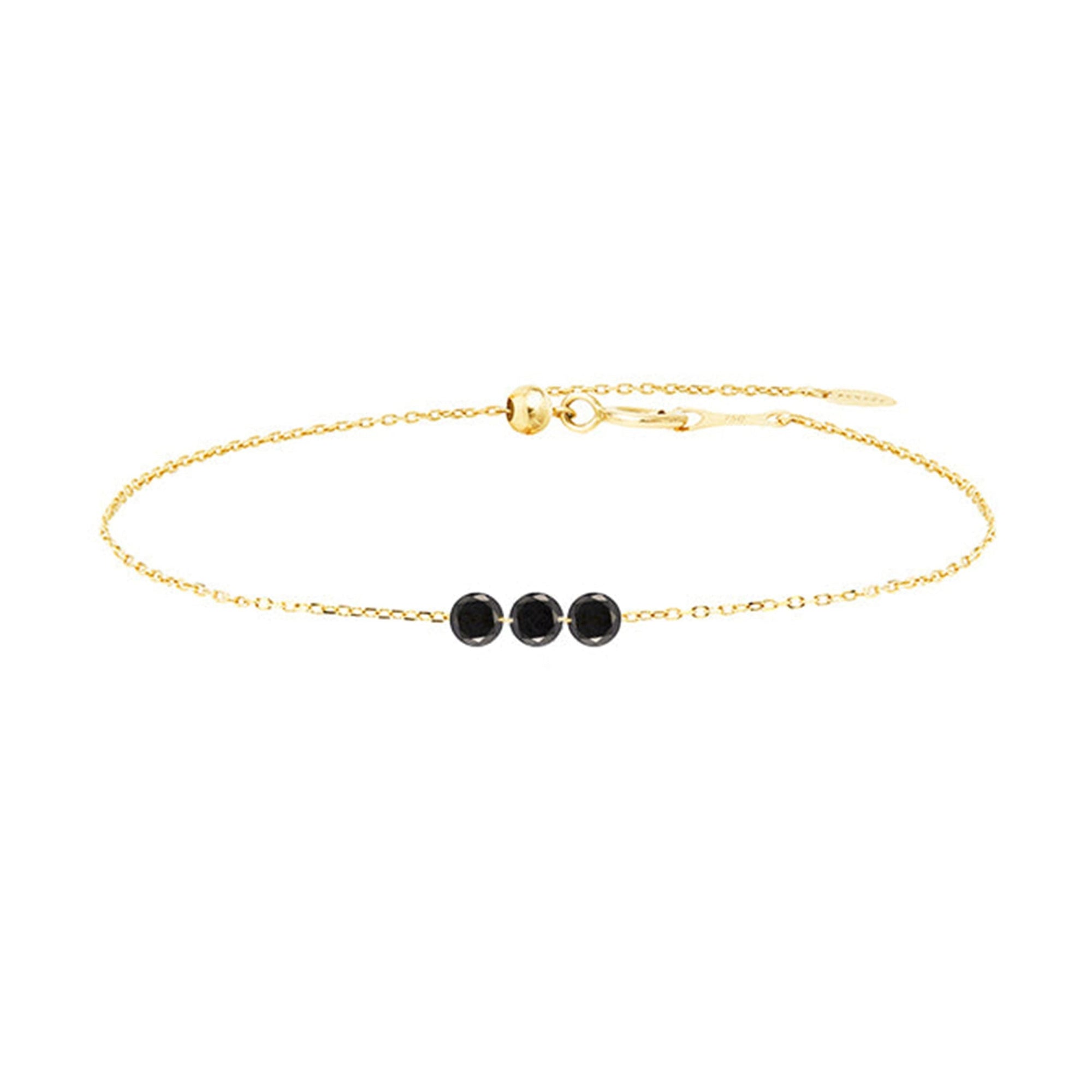 4qty RELIQUAT 395€/ QTY IN : 3-QTY OUT : 3- ST : 100% // Bracelet enfant 3 diamants noir -Jaune