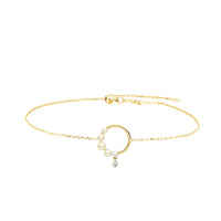 Bracelet Aphrodite cercle orné de perles & serti d'un diamant - Or Jaune