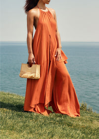 Nata asymmetrical halter top - Red Coral